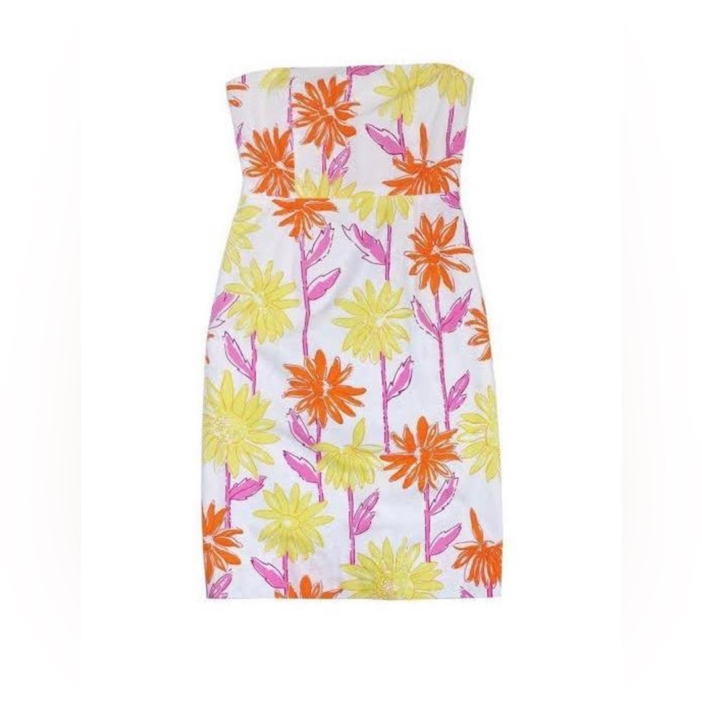 Lilly Pulitzer Glow in the Dark Floral Strapless Dress Size 6 Vintage 90s